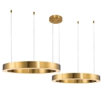 Lampa wisząca CIRCLE 2 60+60 cm - LED, dwa ringi mosiądz szczotkowany na 1 podsufitce