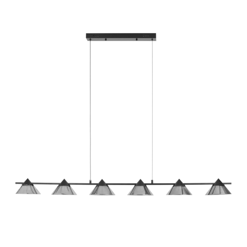 Lampa wisząca BLAKE 120 cm  - LED, czarna, podłużna z sześcioma dymionymi kloszami