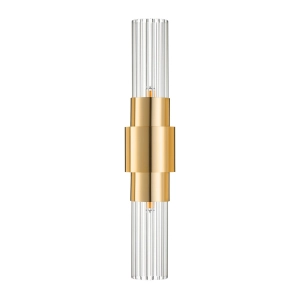 Lampa ścienna GLOW 46 cm - kinkiet złoty, szkło ryflowane