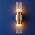 Lampa ścienna GLOW 46 cm - kinkiet złoty, szkło ryflowane