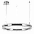 Lampa wisząca ARKADIA LED 80 cm - tytanowa z kryształowym pierścieniem