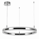 Lampa wisząca ARKADIA LED 80 cm - tytanowa z kryształowym pierścieniem