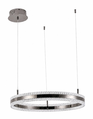 Lampa wisząca ARKADIA LED 60 cm - tytanowa z kryształowym pierścieniem