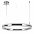 Lampa wisząca ARKADIA LED 60 cm - tytanowa z kryształowym pierścieniem