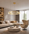 Lampa wisząLampa wisząca ARKADIA LED 80 cm - złoty połysk z kryształowym pierścieniem