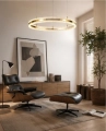 Lampa wisząLampa wisząca ARKADIA LED 80 cm - złoty połysk z kryształowym pierścieniem