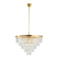 Lampa wisząca SPLENDORE 80 cm - żyrandol złoto-kryształowy