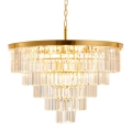 Lampa wisząca SPLENDORE 80 cm - żyrandol złoto-kryształowy