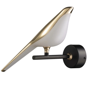 Lampa ścienna PTAK TIT, 28 cm - LED, złoto-czarna