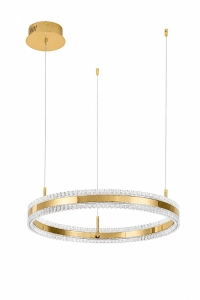 Lampa wisząca ARKADIA LED 60 cm - złoty połysk z kryształowym pierścieniem