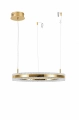 Lampa wisząca ARKADIA LED 60 cm - złoty połysk z kryształowym pierścieniem