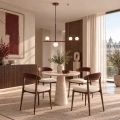 Lampa wisząca MODERNO  80 cm - burgundowa z białymi kloszami