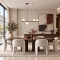 Lampa wisząca MODERNO  80 cm - burgundowa z białymi kloszami