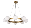 Lampa wisząca Molecula 60cm – żyrandol, złoto szczotkowane, klosze mleczne