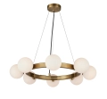 Lampa wisząca Molecula 60cm – żyrandol, złoto szczotkowane, klosze mleczne
