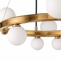 Lampa wisząca Molecula 60cm – żyrandol, złoto szczotkowane, klosze mleczne