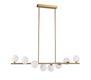 Lampa wisząca MOLECULA LONG 100 cm – biało-złota do salonu