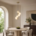 Lampa wisząca MOLECULA 38cm - biało złota nowoczesna lampa do salonu