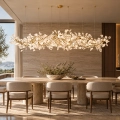 Lampa wisząca BOTANIKA GOLD XL 265 cm - złota i biała porcelana, G9